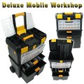 Poker Portable Tool Box with Wheels, Polypropylene, Black/Yellow, 17-1/2 in W x 10 in D x 24-1/2 in H 75-2050